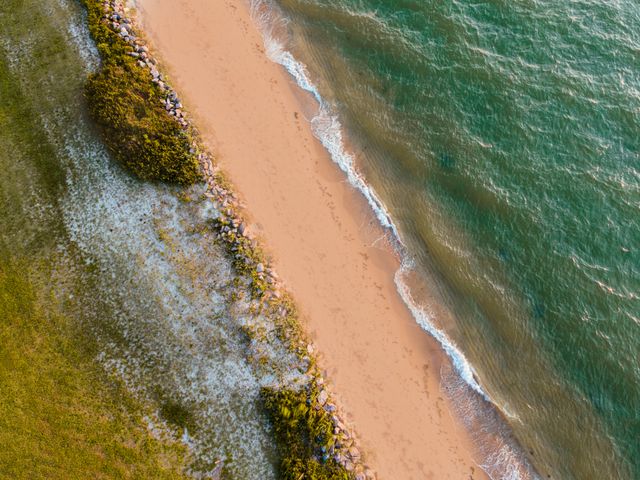 the aerial view of a beach in Virginia