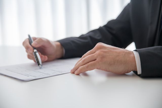 a person reviewing a document