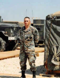 Stephen Guasp serving in Kosovo in 2001, a few months before September 11.