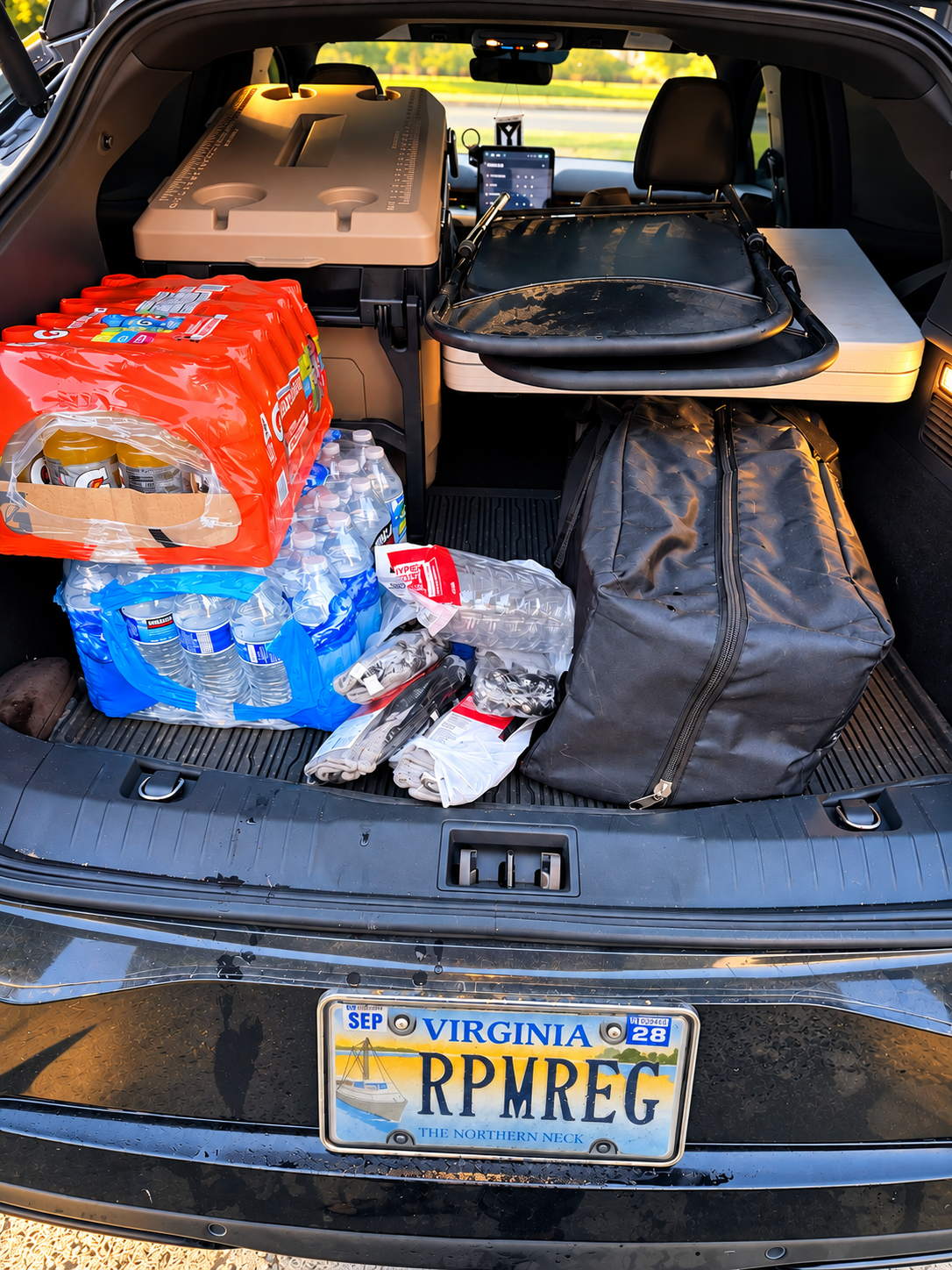 Vehicle packed with water, supplies and equipment for the September 25 Day of Service