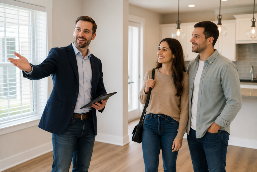 property manager conducting a showing with a couple