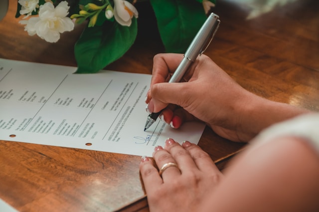 person signing document