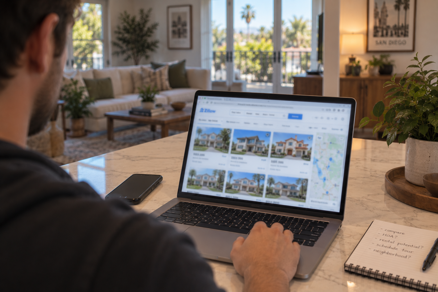 A person browsing a property listing website