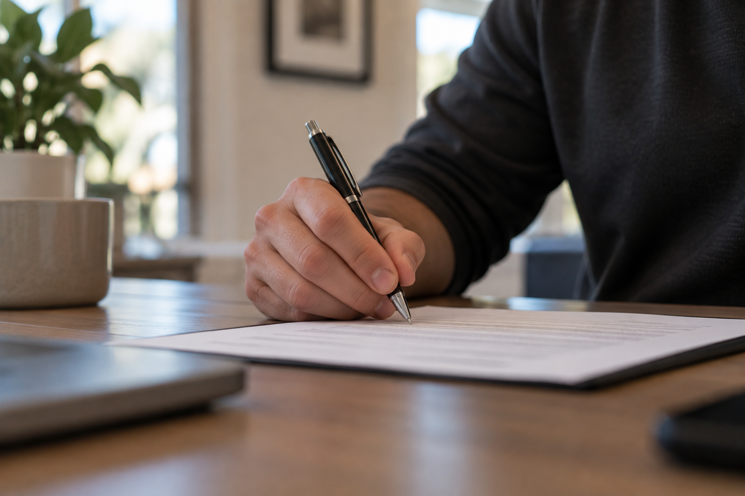 A person signing a document