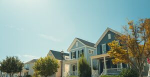 Row of homes in the light