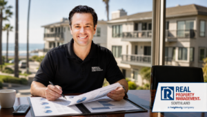 Miles Williams reviews a multifamily operating budget and fee comparison for a 12-unit Long Beach apartment property.