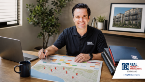 Miles Williams coordinates a color-coded compliance calendar and multi-city SE LA County property map for AB 1482, Title 25, notices, and inspections.