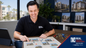Miles Williams reviews a growing Lakewood rental portfolio map and expanding set of unit keys, illustrating the door-count threshold for professional management.