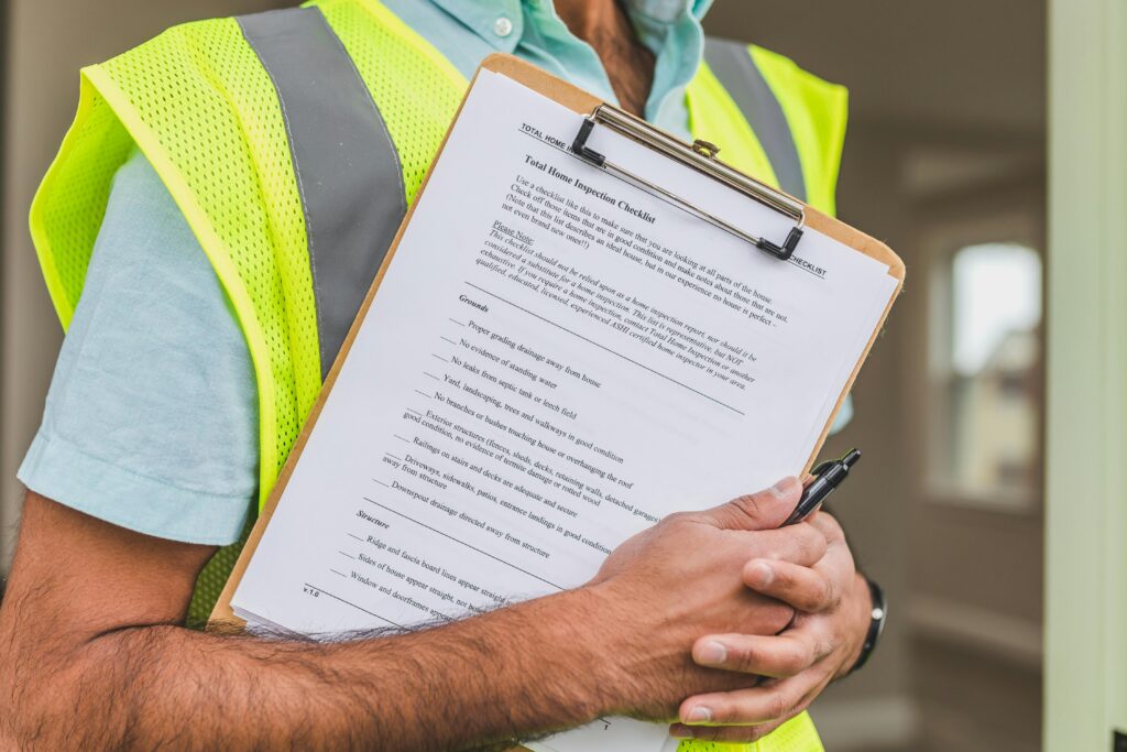 person holding clipboard