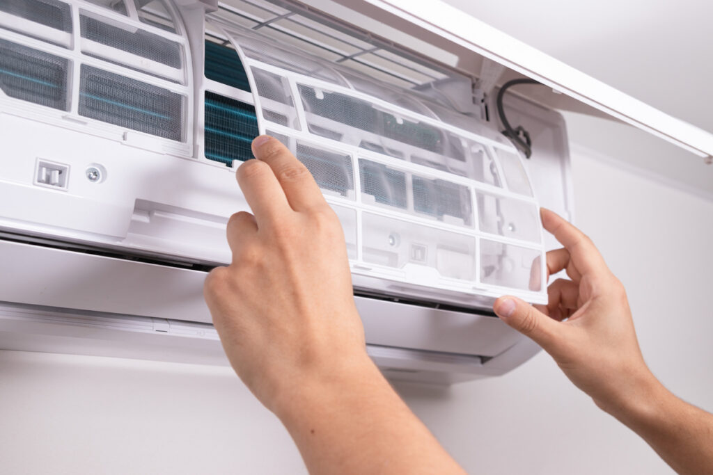 Split type air conditioner filter replacement