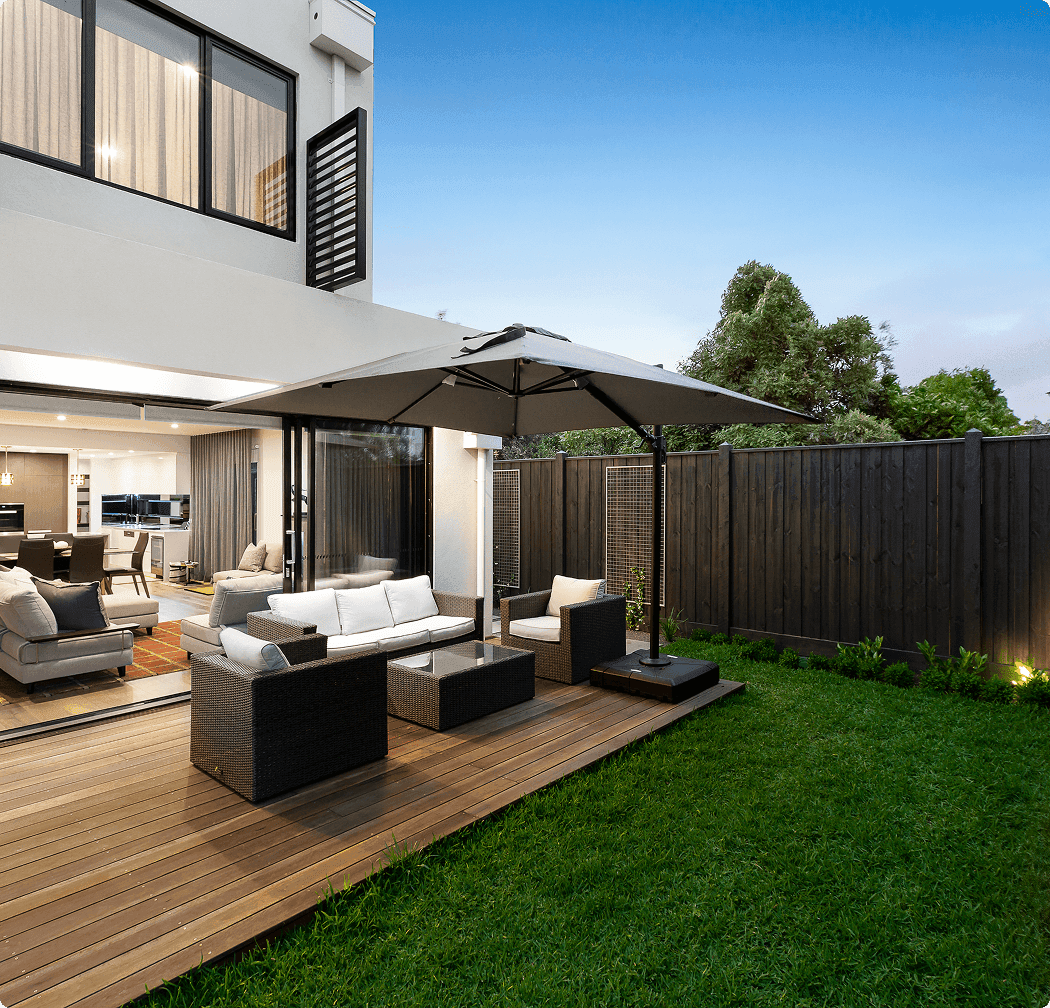 an upscale modern back yard