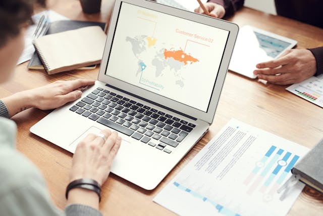 a map on laptop