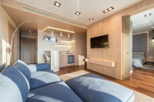 modern bedroom with tv