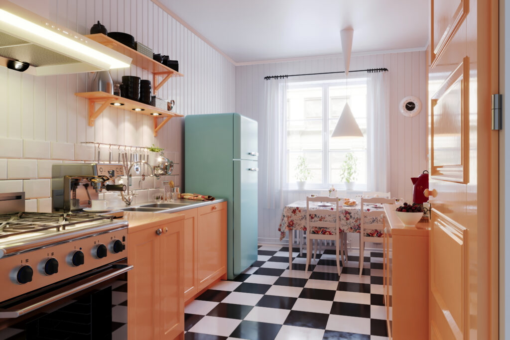 Cozy retro kitchen interior