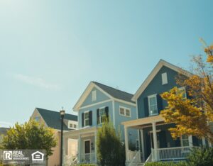 Row of homes in the light