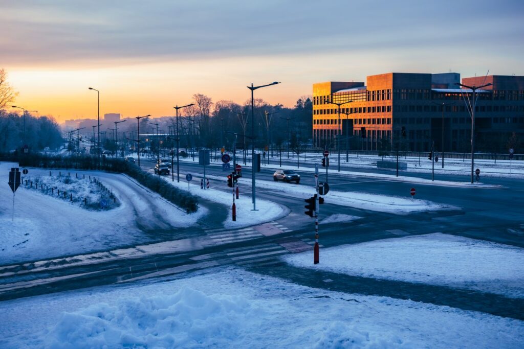 snowy intersection