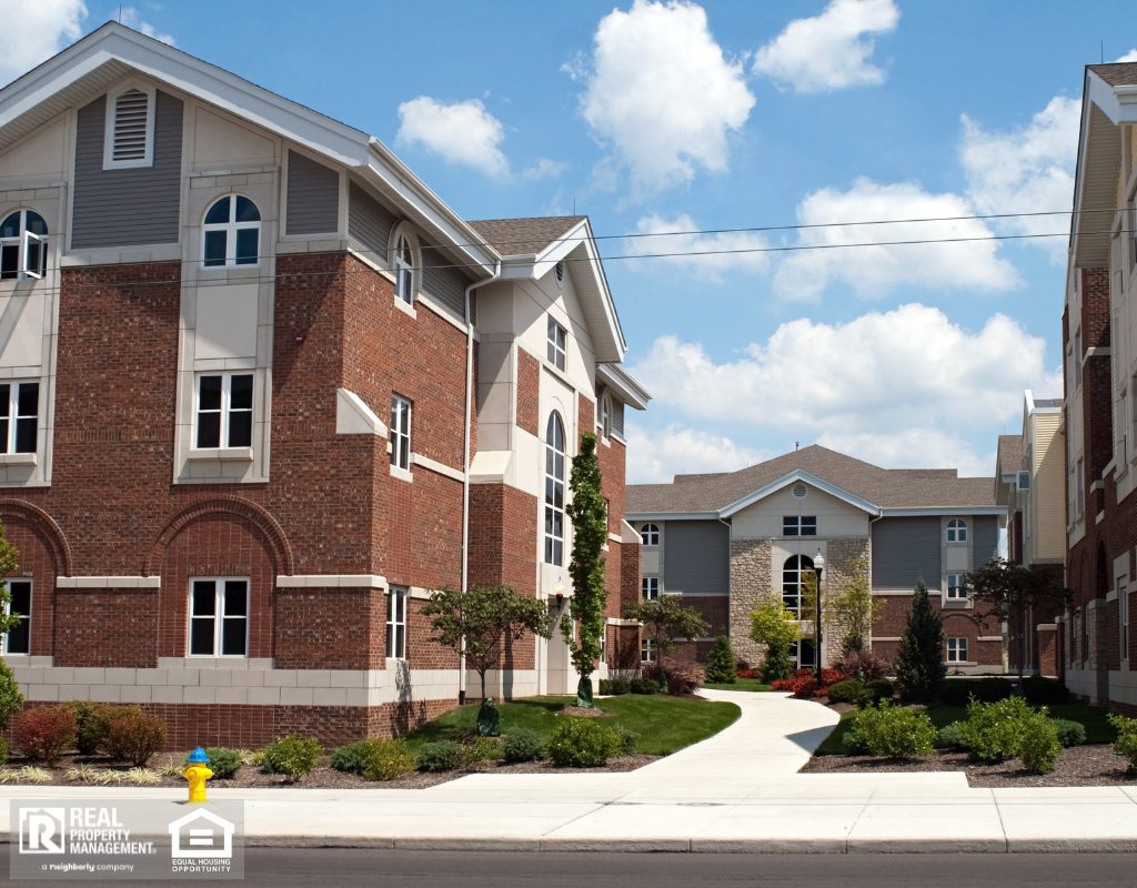 Newly built college campus housing.