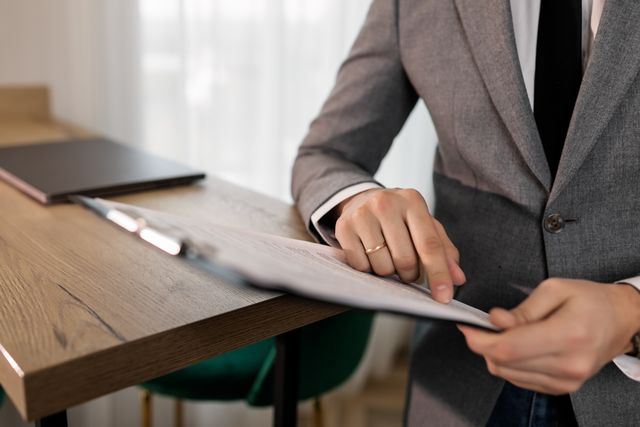 person reviewing a document