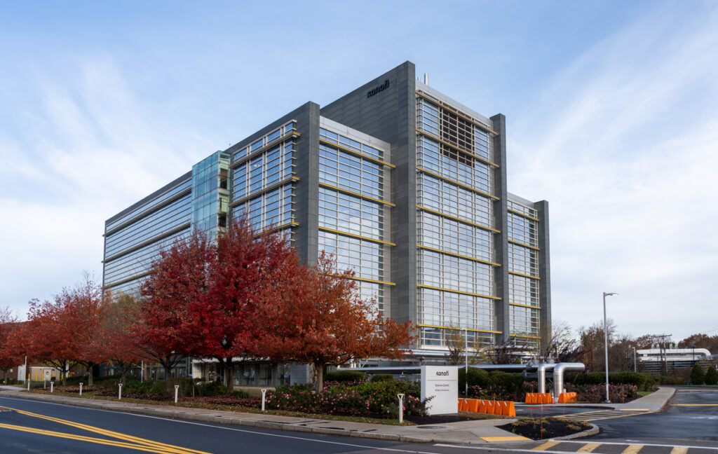 Sanofi building on New York Ave in Framingham, MA, USA.