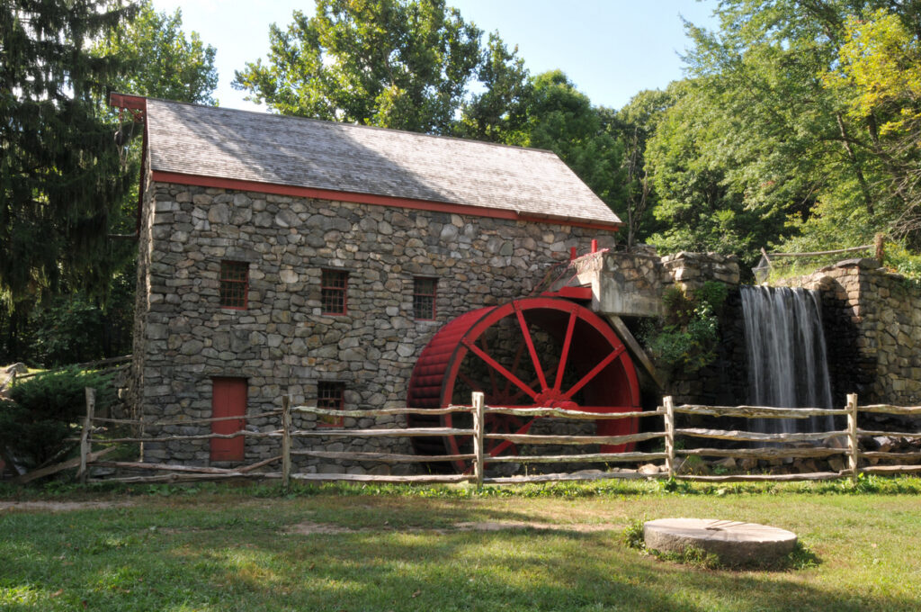 Old stone grist mill in Sudbury, MA
