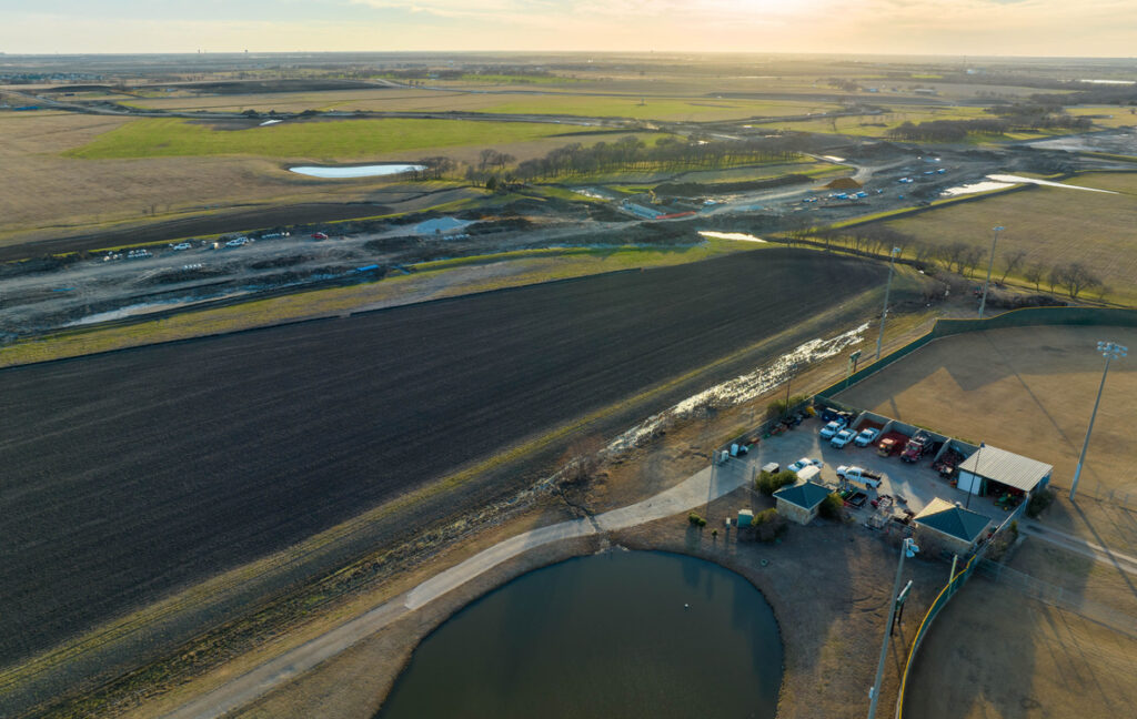 A high-angle shot of Old Celina Park in Celina, Texas.