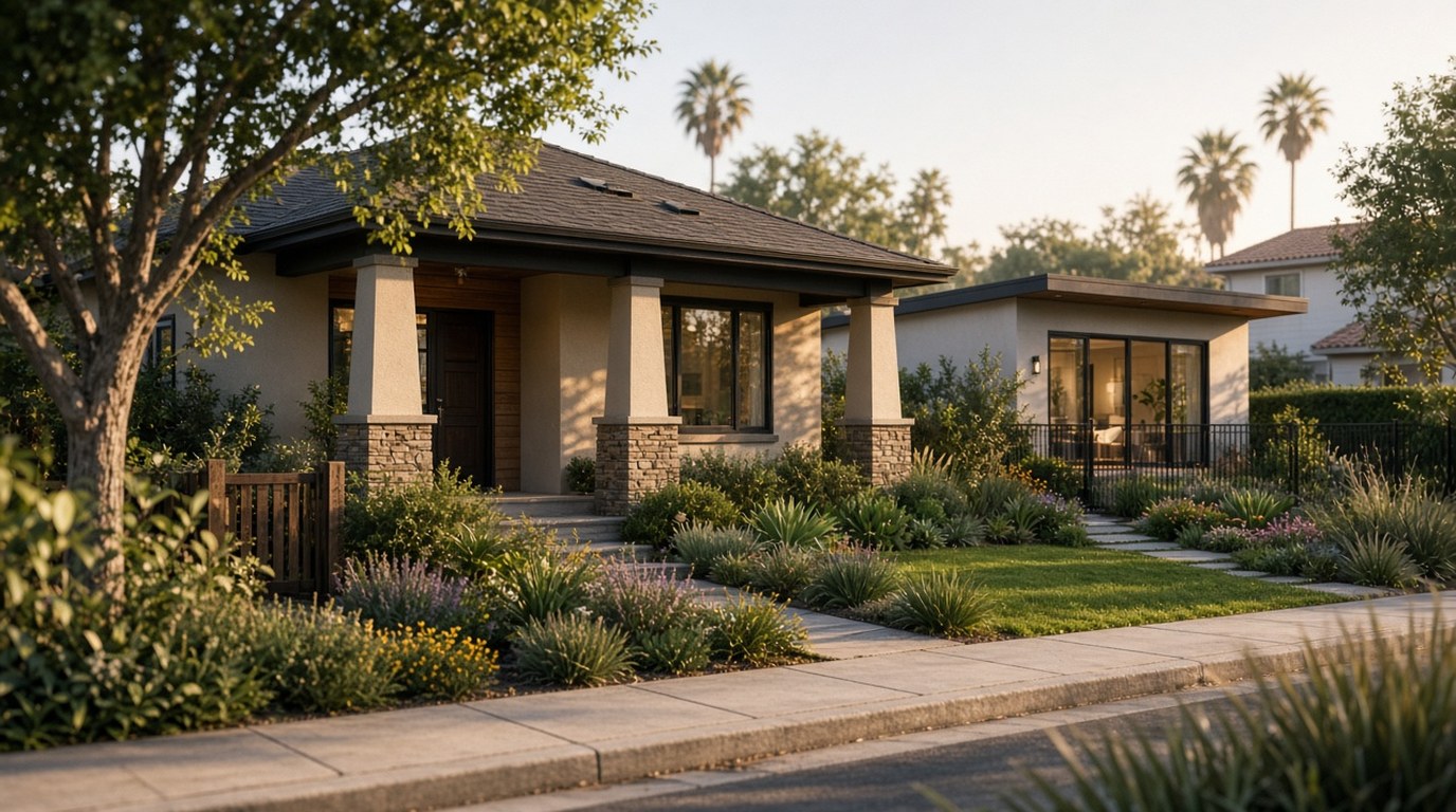 Detached accessory dwelling unit behind a single-family rental home in Eastside Costa Mesa, California