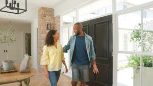 Potential renters on a self-guided property management tour.