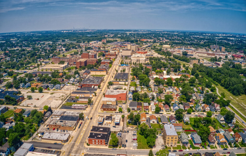 Aerial View of Hammond, Indiana during Summer