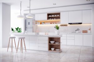 Modern Contemporary white kitchen room interior