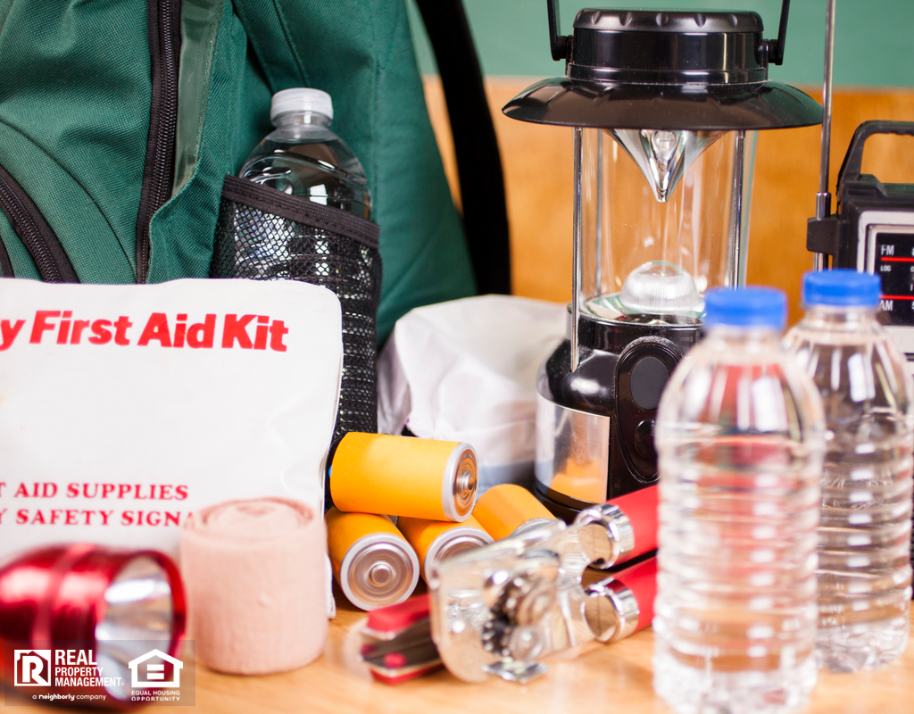 Emergency Supplies for a Natural Disaster Set Out on a Table